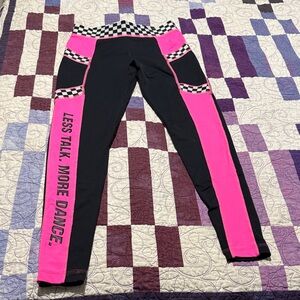 Zumba less talk more dance Pink and Black Checkered Leggings
